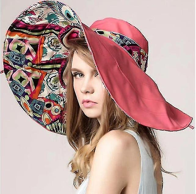 Foto 5 pulgar | Sombrero Huoguo Flower  Grande  Plegable  Con Ala De Sol De Verano  Naranja - Venta Internacional.