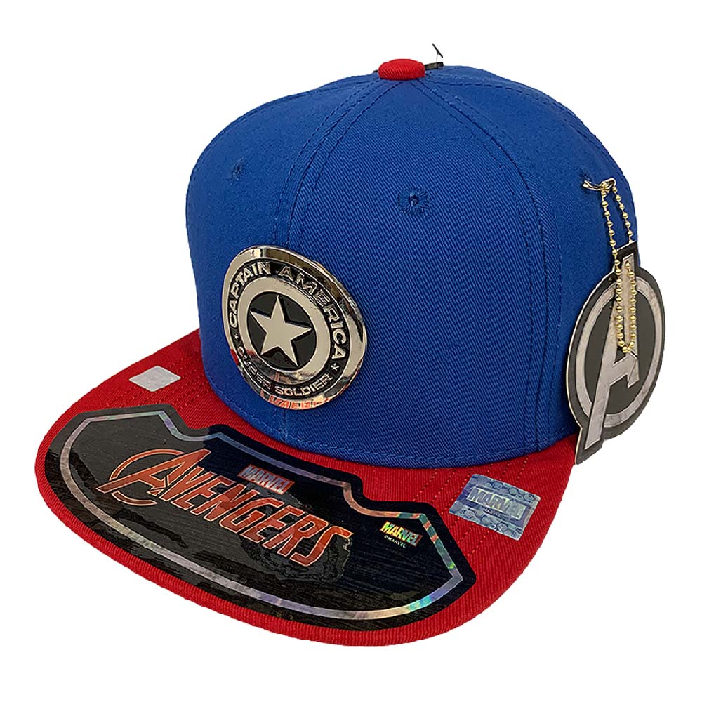 Foto 2 pulgar | Gorra Marvel Capitán América Placa Cromada Brillante color Azul Rey 57 cm