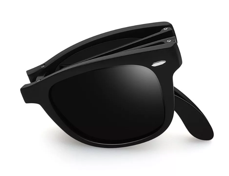 Lentes De Sol Plegables Cuadrados Hombre Dama Negros Uv400