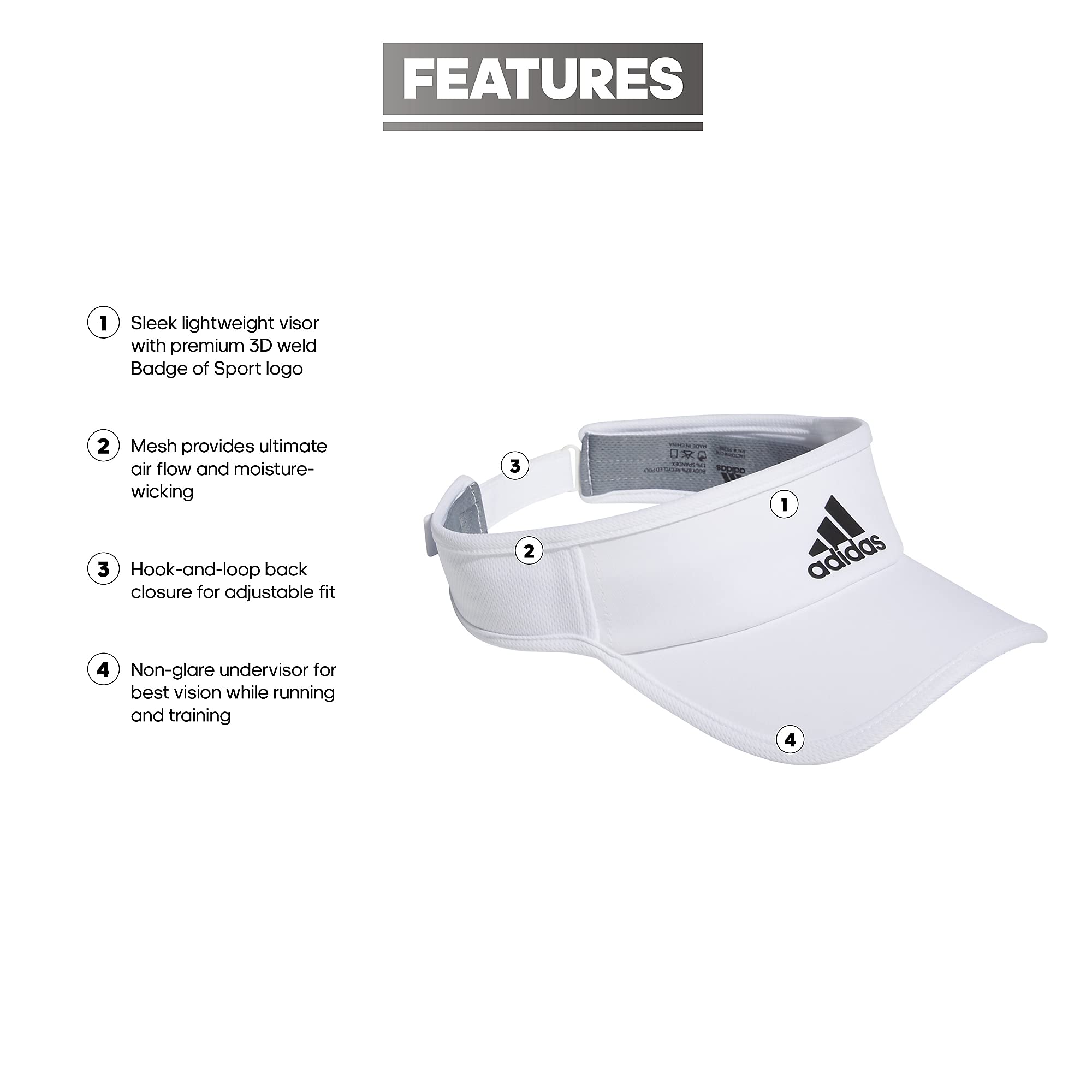 Foto 3 pulgar | Visor Adidas Superlite Sport Performance Para Hombre Blanco/negro - Venta Internacional.