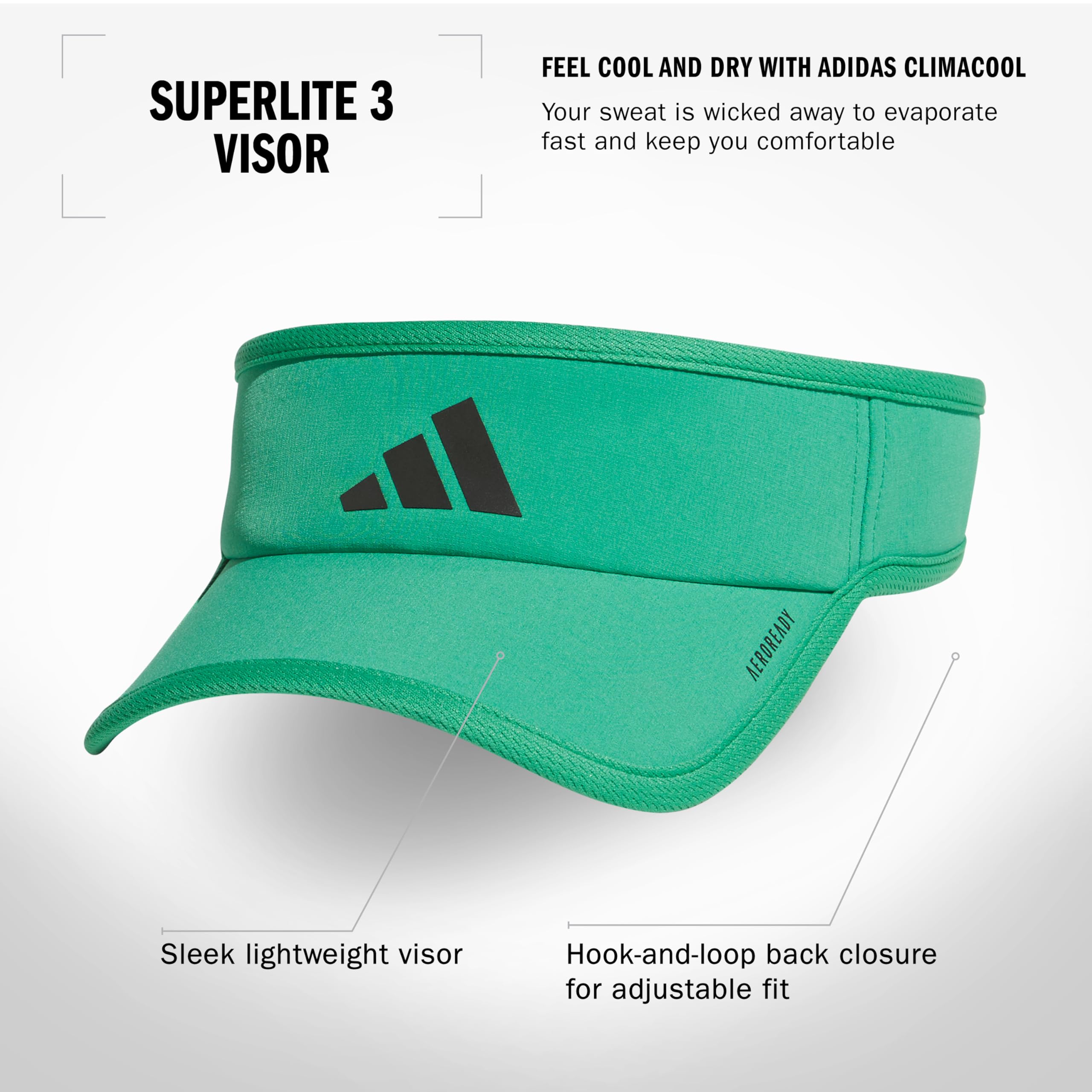 Foto 3 pulgar | Visor Adidas Superlite Adjustable Fit Sport Verde/negro - Venta Internacional.
