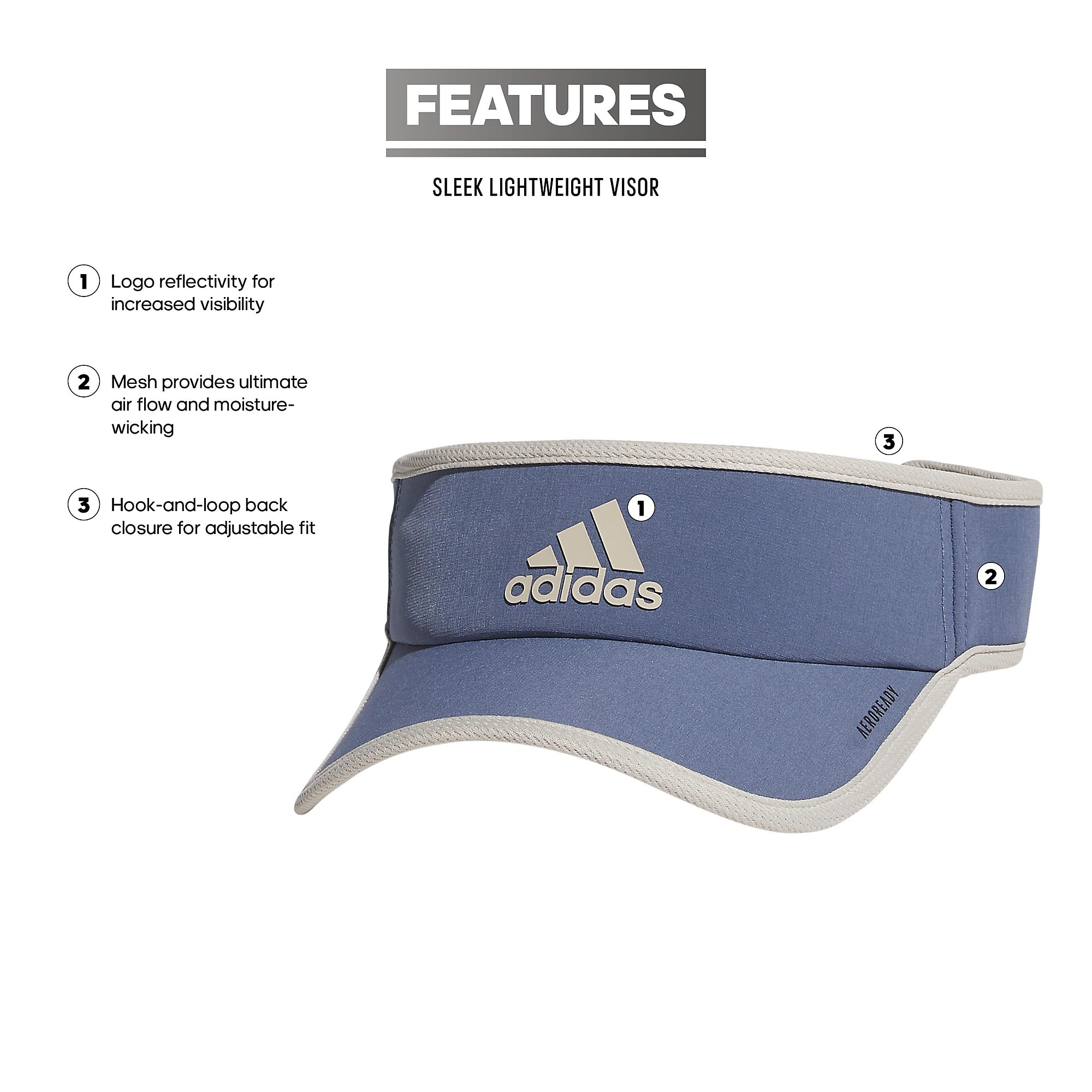 Foto 3 pulgar | Visera Adidas Superlite Adjustable Fit Sport Preloved Ink Blue - Venta Internacional.