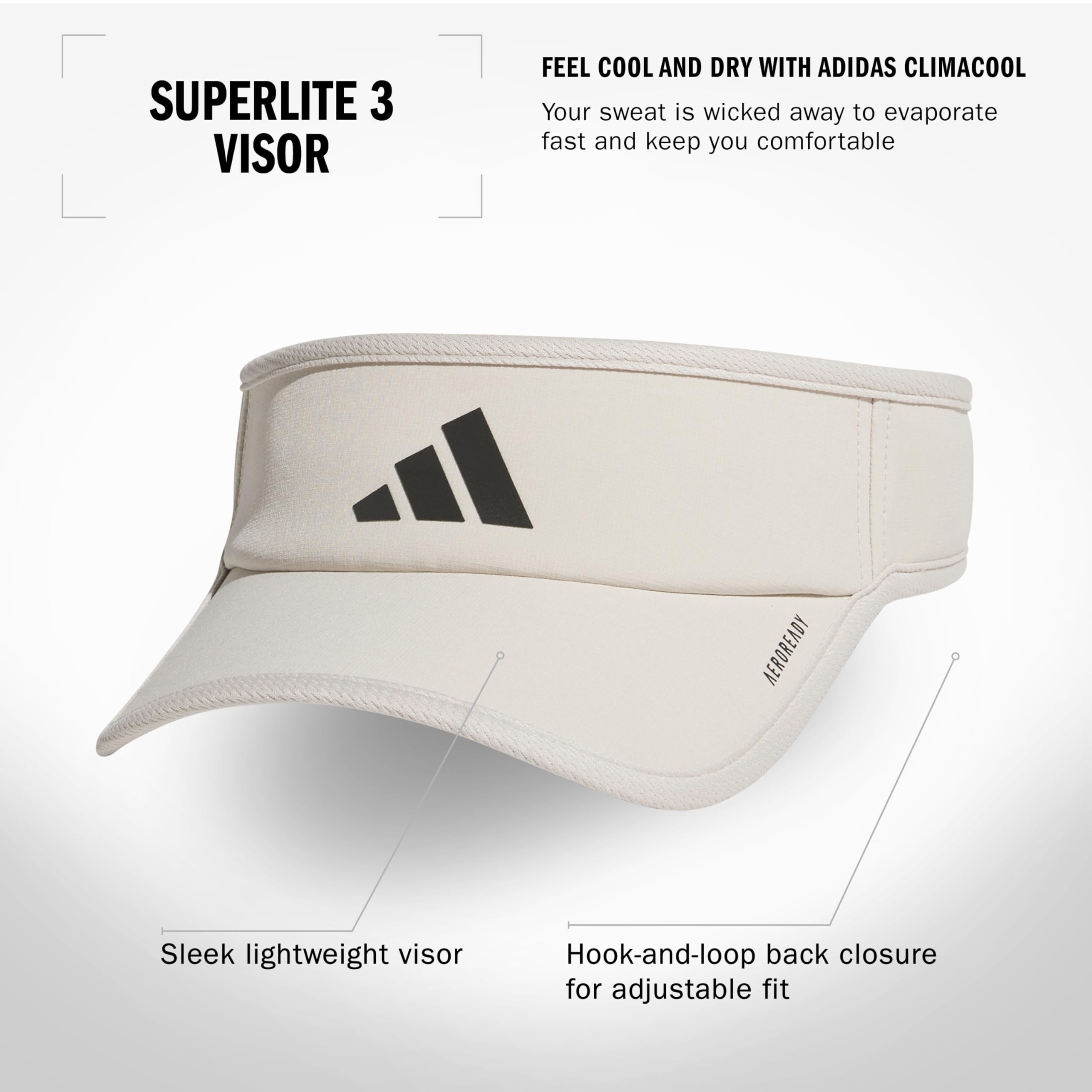 Foto 3 pulgar | Visera Adidas Superlite De Ajuste Ajustable Sport Wonder Grey - Venta Internacional.