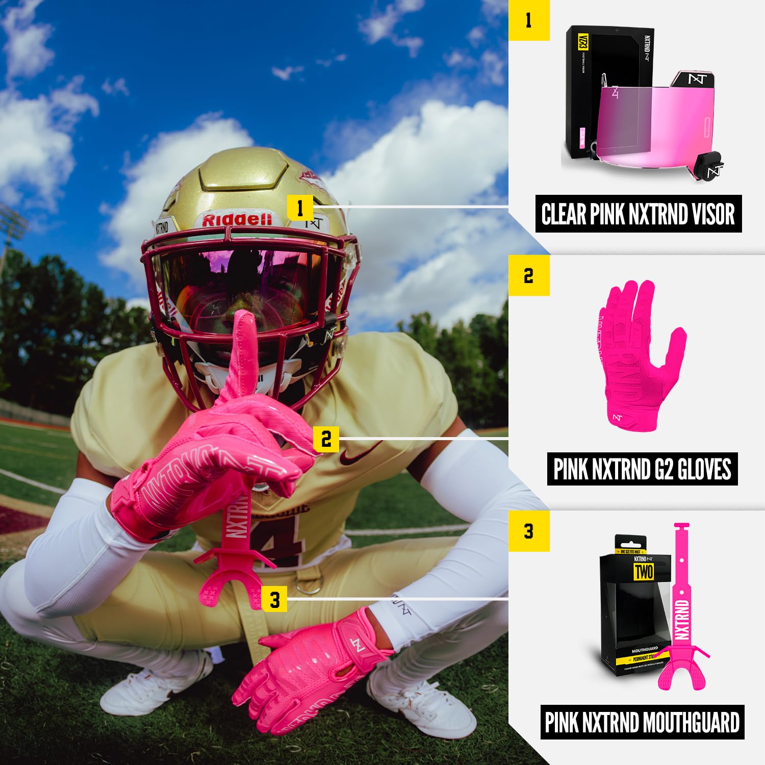 Foto 6 | Visera De Fútbol Nxt Nxt Nxtrnd Vzr3 Con Lente Curva, Color Rosa Transparente - Venta Internacional.