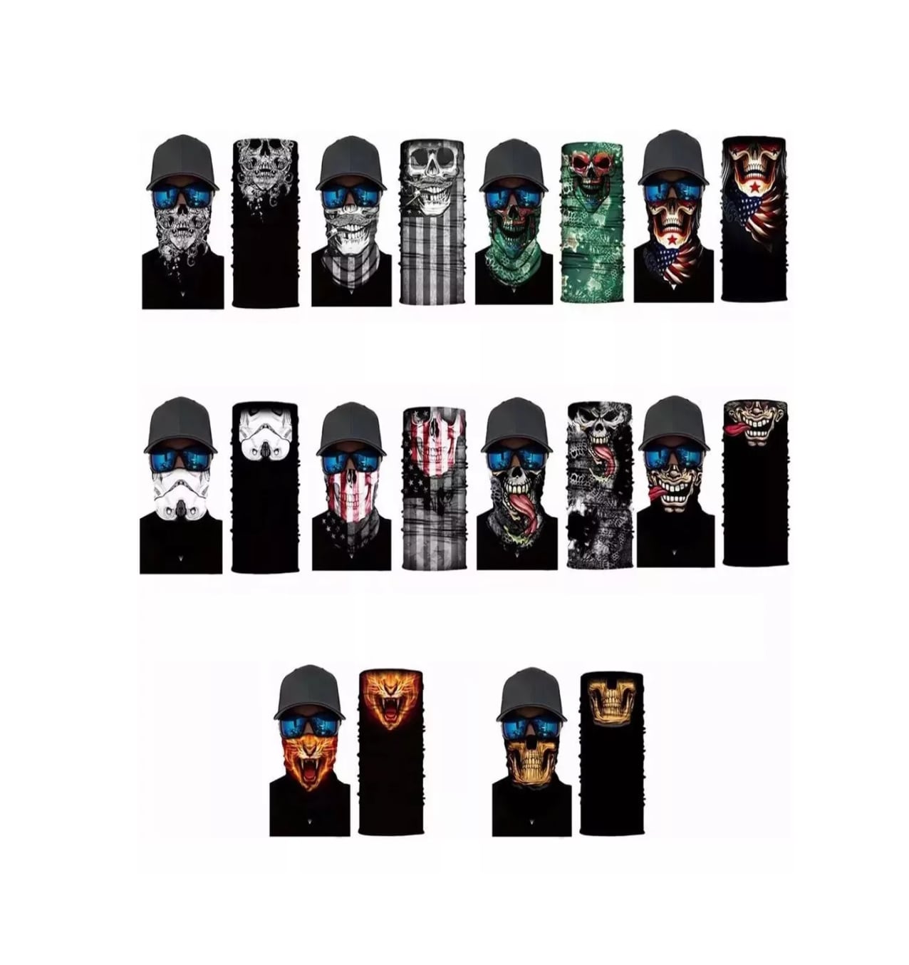 10 Pack Bandana - Mascara de Cacería/Moto/Pesca/Ciclismo Negro $529