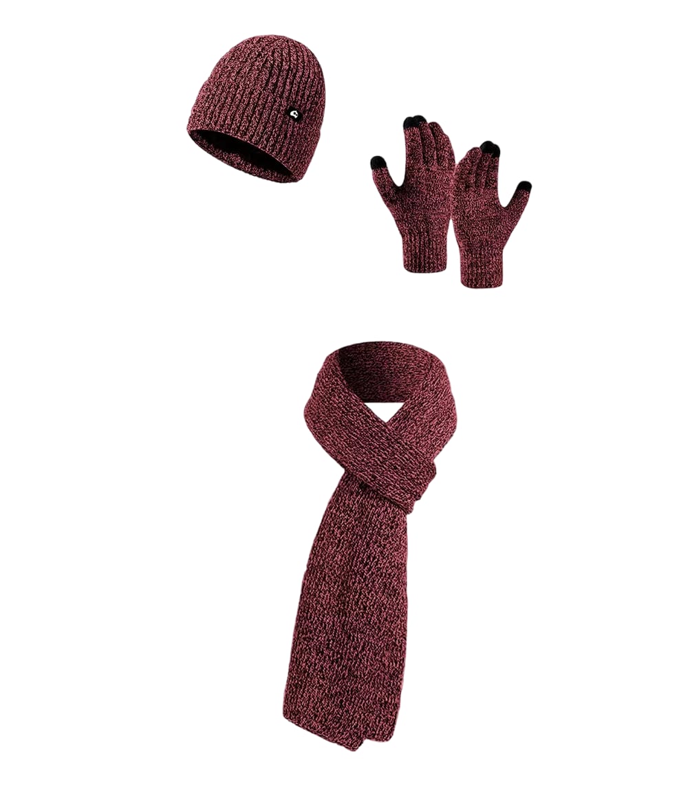 Gorro Bufanda Guante Conjunto Térmico Invierno Frio Unisex Rojo $759