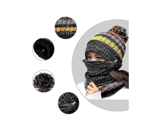 Gorro Bufanda 3 En 1 Negro