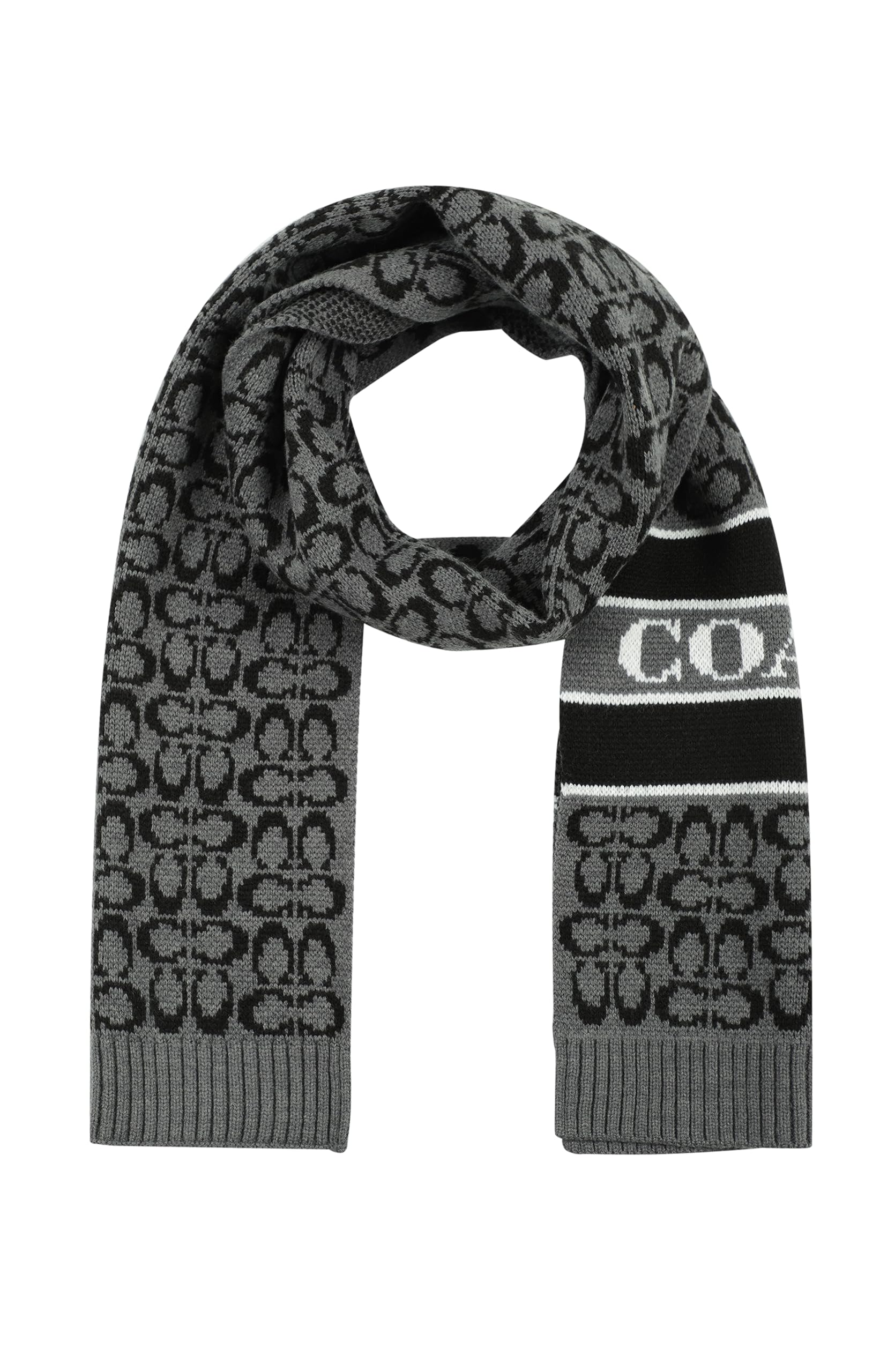 Foto 2 pulgar | Bufanda Coach Para Mujer Con El Logotipo En C, Tejido En Mezcla De Lana Negra - Venta Internacional.