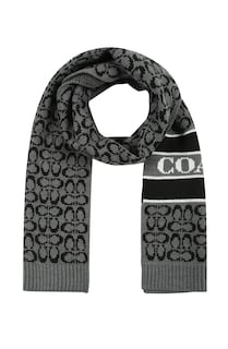 Foto 1 | Bufanda Coach Para Mujer Con El Logotipo En C, Tejido En Mezcla De Lana Negra - Venta Internacional.