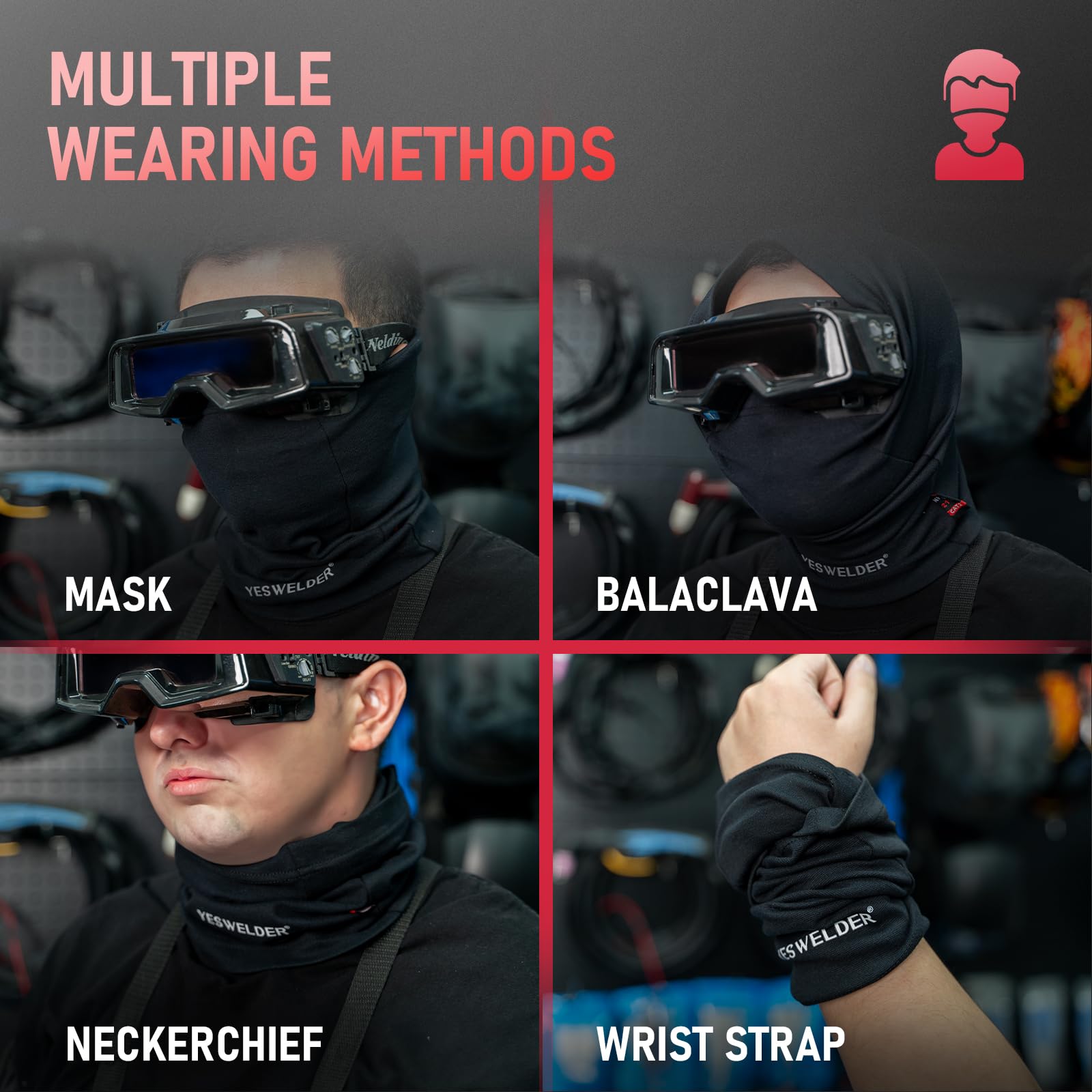Foto 3 | Mascarilla Facial De Soldadura Resistente Al Fuego Neck Gaiter Yeswelder - Venta Internacional.
