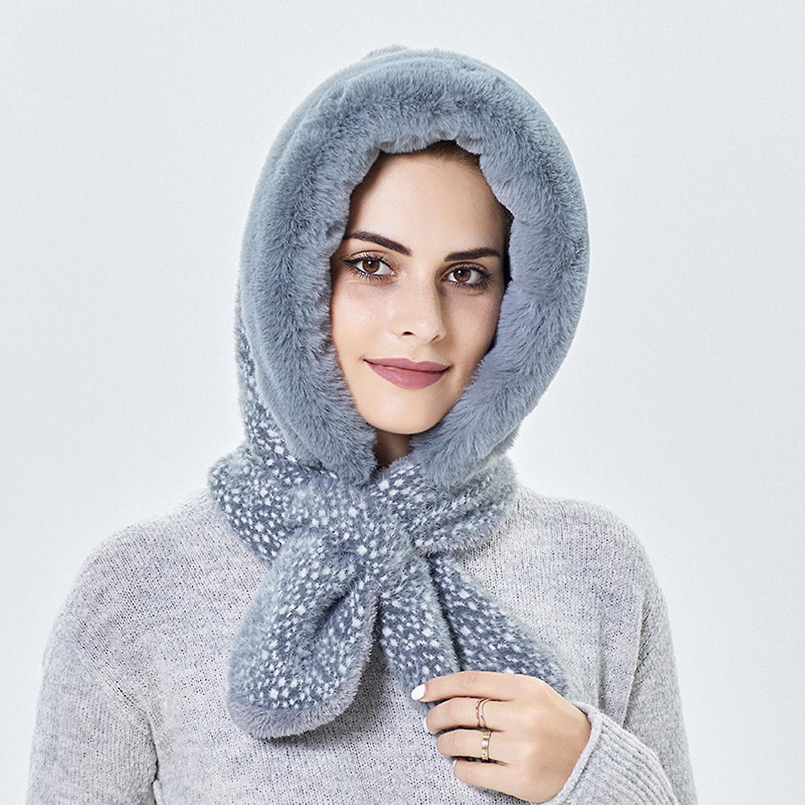 Foto 3 pulgar | Bufanda De Felpa  Gorra Cálida Y Resistente Al Viento Para Mujer Huoguo - Venta Internacional.