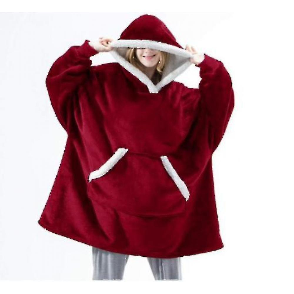 Foto 1 | Jersey Blanket De Lana De Cordero Con Capucha Para Mujer Rojo Huoguo - Venta Internacional.