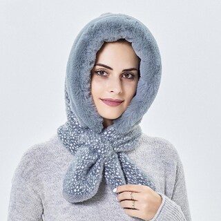 Foto 2 | Bufanda De Felpa Gorra Cálida Y Resistente Al Viento Para Mujer Huoguo - Venta Internacional.
