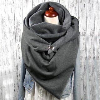 Foto 3 | Bufanda Huoguo Fashion Para Mujer Con Botones Estampado De Puntos Lisos Envoltura Suave - Venta Internacional.