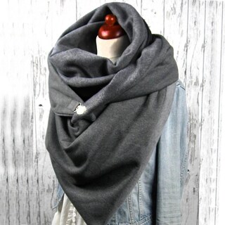 Foto 2 | Bufanda Huoguo Fashion Para Mujer Con Botones Estampado De Puntos Lisos Envoltura Suave - Venta Internacional.