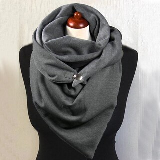 Foto 3 | Bufanda Huoguo Fashion Para Mujer Con Botones Estampado De Puntos Lisos Envoltura Suave - Venta Internacional.