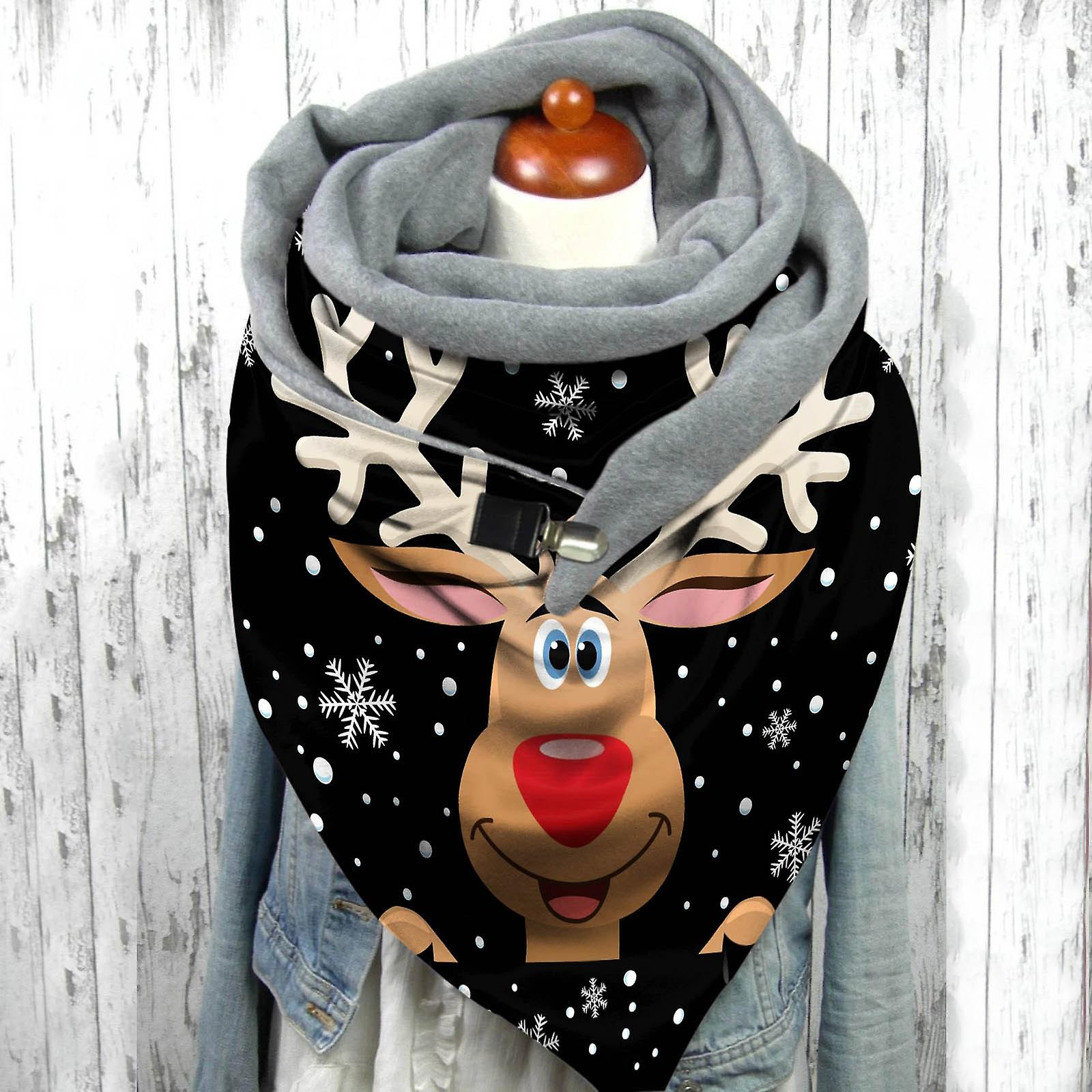 Foto 3 pulgar | Bufanda Huoguo Fashion Para Mujer  Estampado Navideño  Con Botones  Envoltura Suave - Venta Internacional.