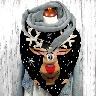 Foto 2 | Bufanda Huoguo Fashion Para Mujer Estampado Navideño Con Botones Envoltura Suave - Venta Internacional.