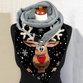 Foto 4 | Bufanda Huoguo Fashion Para Mujer Estampado Navideño Con Botones Envoltura Suave - Venta Internacional.