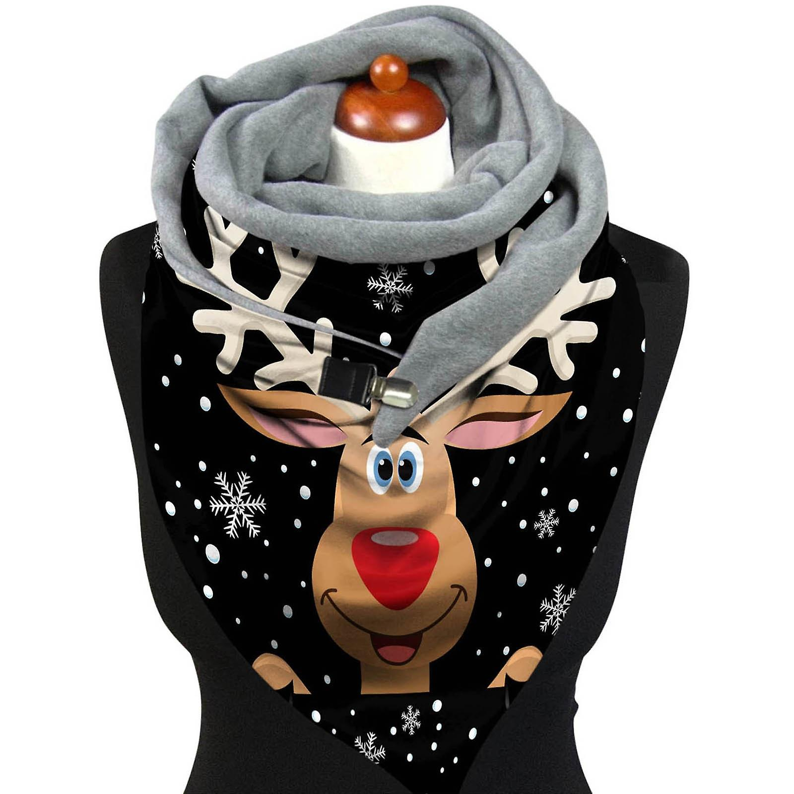 Foto 6 pulgar | Bufanda Huoguo Fashion Para Mujer  Estampado Navideño  Con Botones  Envoltura Suave - Venta Internacional.