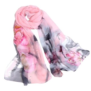 Foto 2 | Bufanda Huoguo Fashion Para Mujer Con Estampado De Loto Larga Y Suave - Venta Internacional.