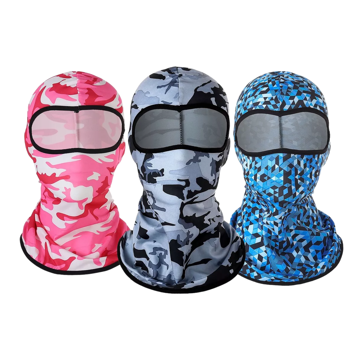 Pasamontañas Camuflaje Militar Táctico Bandana, 3 Pzs Gris, Rosa Y Azu