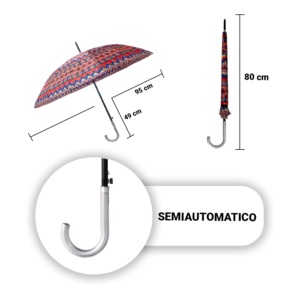 Foto 3 | Paraguas Importadora La Merced Multicolor con  6 Piezas Serie 1 Mango Curvo Tela Resistente Plegable Semiautomático