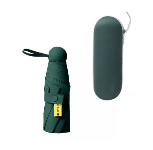 Foto 1 | Mini Paraguas Plegable Con Funda Protección Solar, Verde