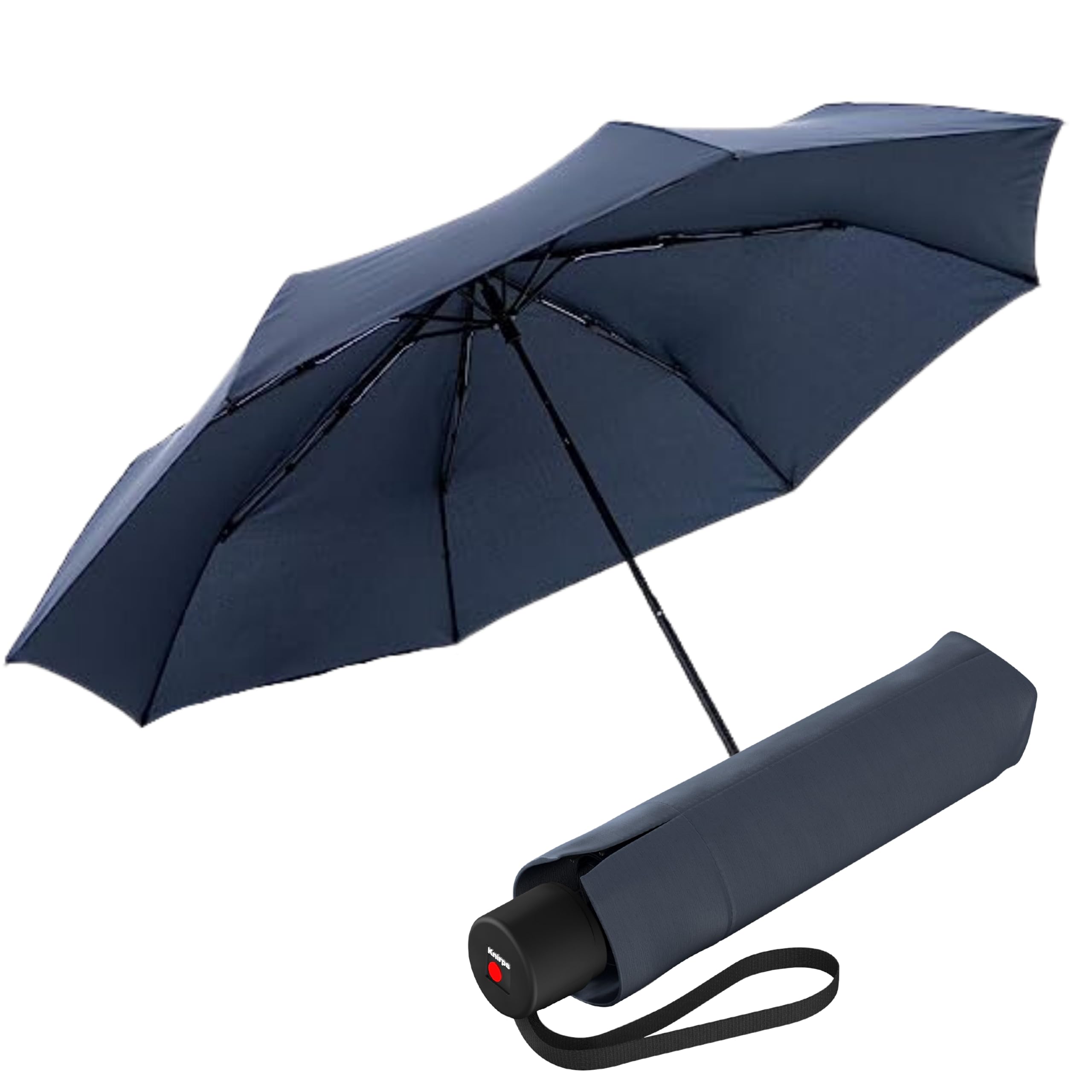 Paraguas Impermeable Knirps A.050, Tamaño Mediano, Manual, Con Cierre Abierto, Color Azul Marino - Venta Internacional.