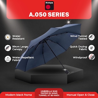 Foto 2 | Paraguas Impermeable Knirps A.050, Tamaño Mediano, Manual, Con Cierre Abierto, Color Azul Marino - Venta Internacional.