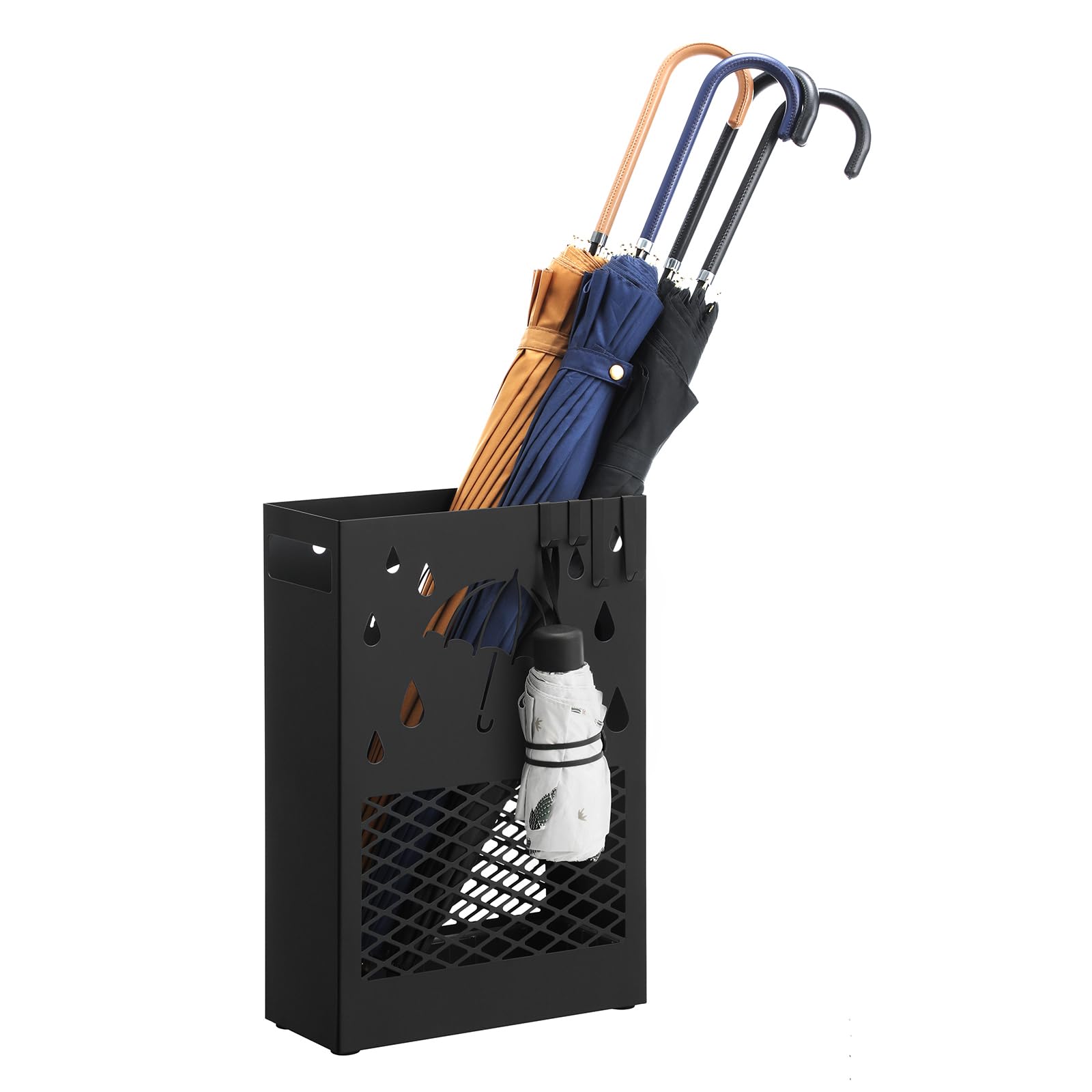 Soporte Para Paraguas Songmics De Metal Rectangular Con Bandeja De Goteo Negro - Venta Internacional.