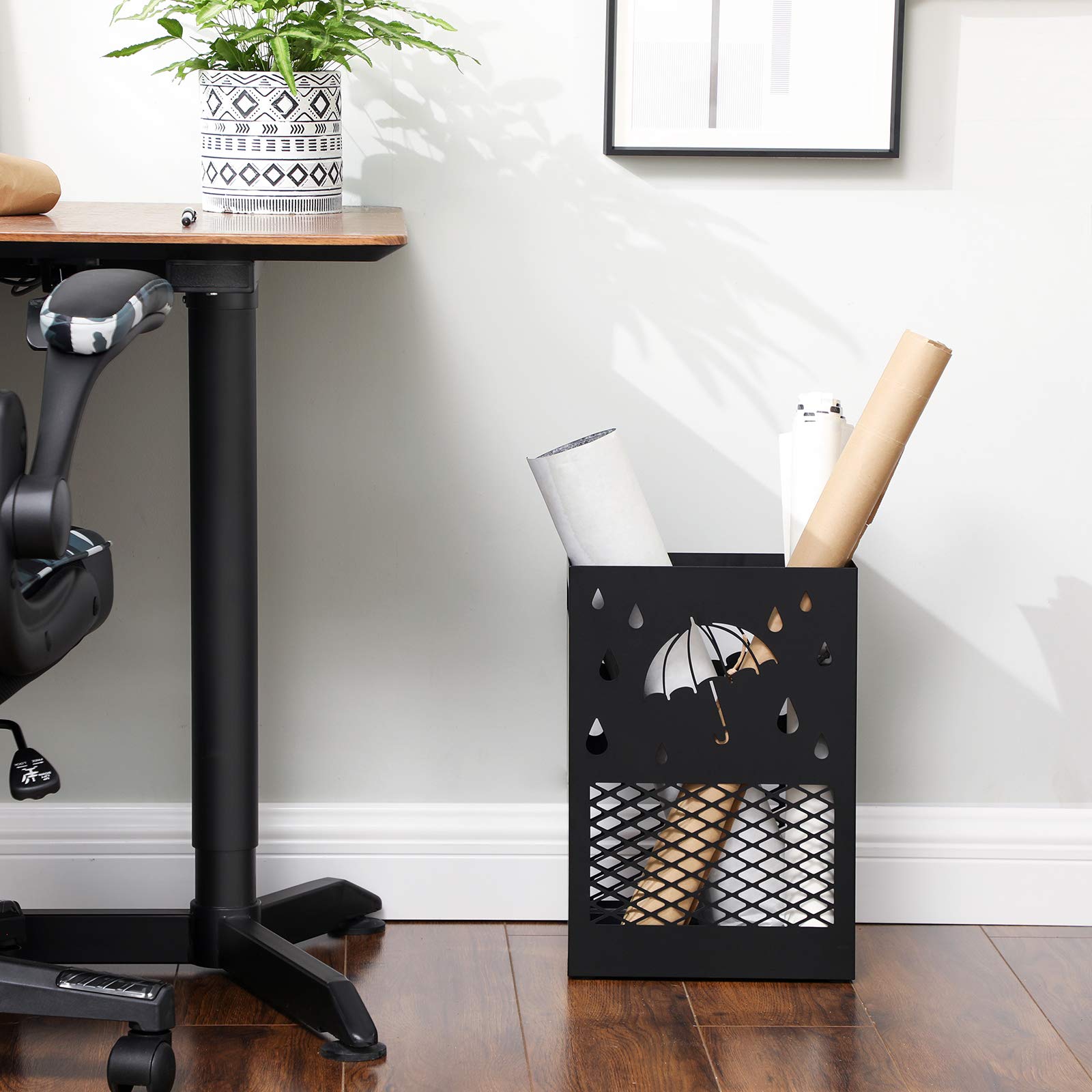Foto 4 pulgar | Soporte Para Paraguas Songmics De Metal Rectangular Con Bandeja De Goteo Negro - Venta Internacional.