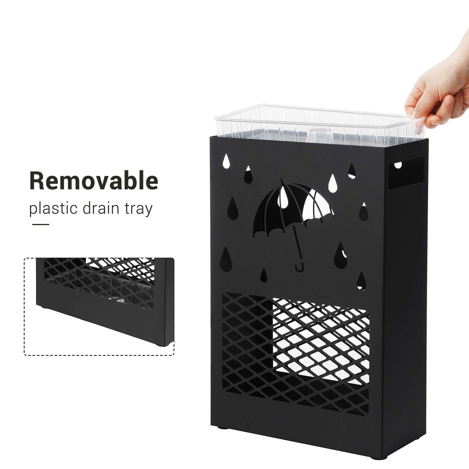 Foto 6 pulgar | Soporte Para Paraguas Songmics De Metal Rectangular Con Bandeja De Goteo Negro - Venta Internacional.