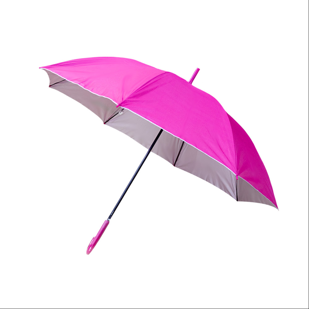 Paraguas Tipo Bastón Filtro Uv 8 Varillas Doble Semiautomático Color Rosa