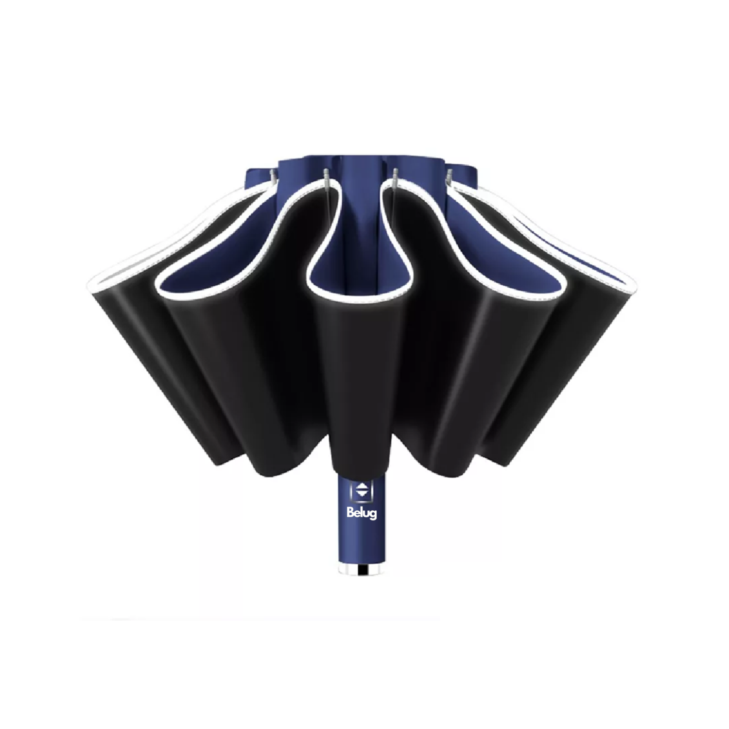 Paraguas Automático Belug Extra Grande 105 Cm Reforzado 10 Varillas Azul Marino/negro