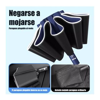 Foto 2 | Paraguas Automático Belug Extra Grande 105 Cm Reforzado 10 Varillas Azul Marino/negro