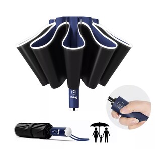 Foto 3 | Paraguas Automático Belug Extra Grande 105 Cm Reforzado 10 Varillas Azul Marino/negro
