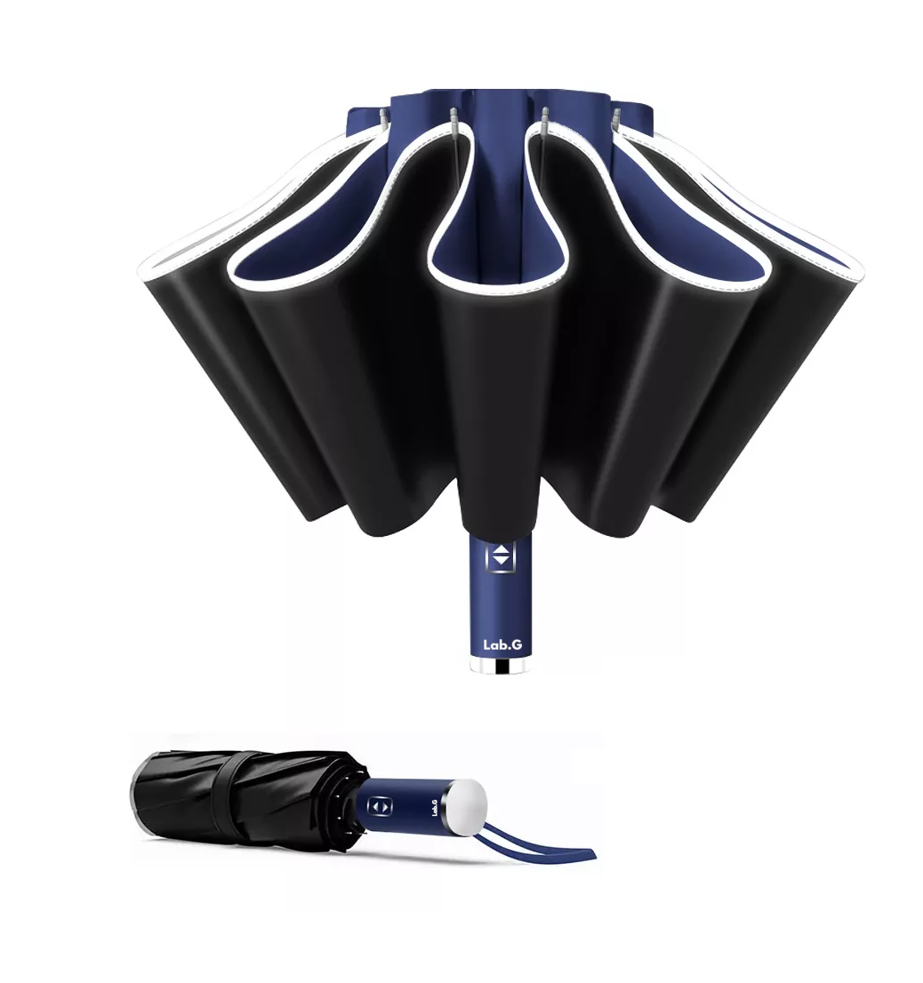 Foto 3 pulgar | Paraguas Automático Extra Grande 105 Cm Reforzado 10 Varillas Azul Marino/negro