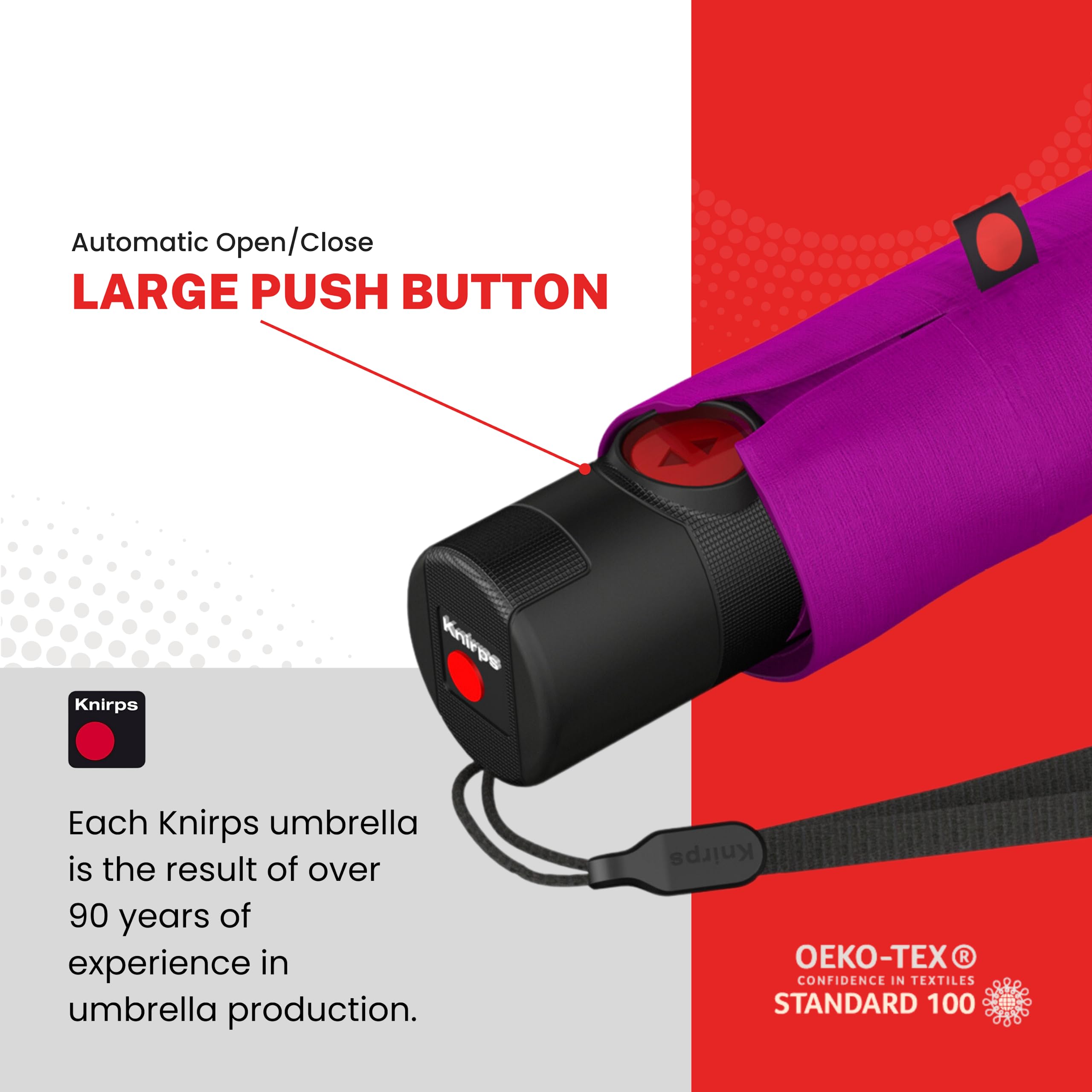 Foto 8 pulgar | Paraguas Impermeable Knirps U.200, Ultraligero, Color Baya Duomatic - Venta Internacional.