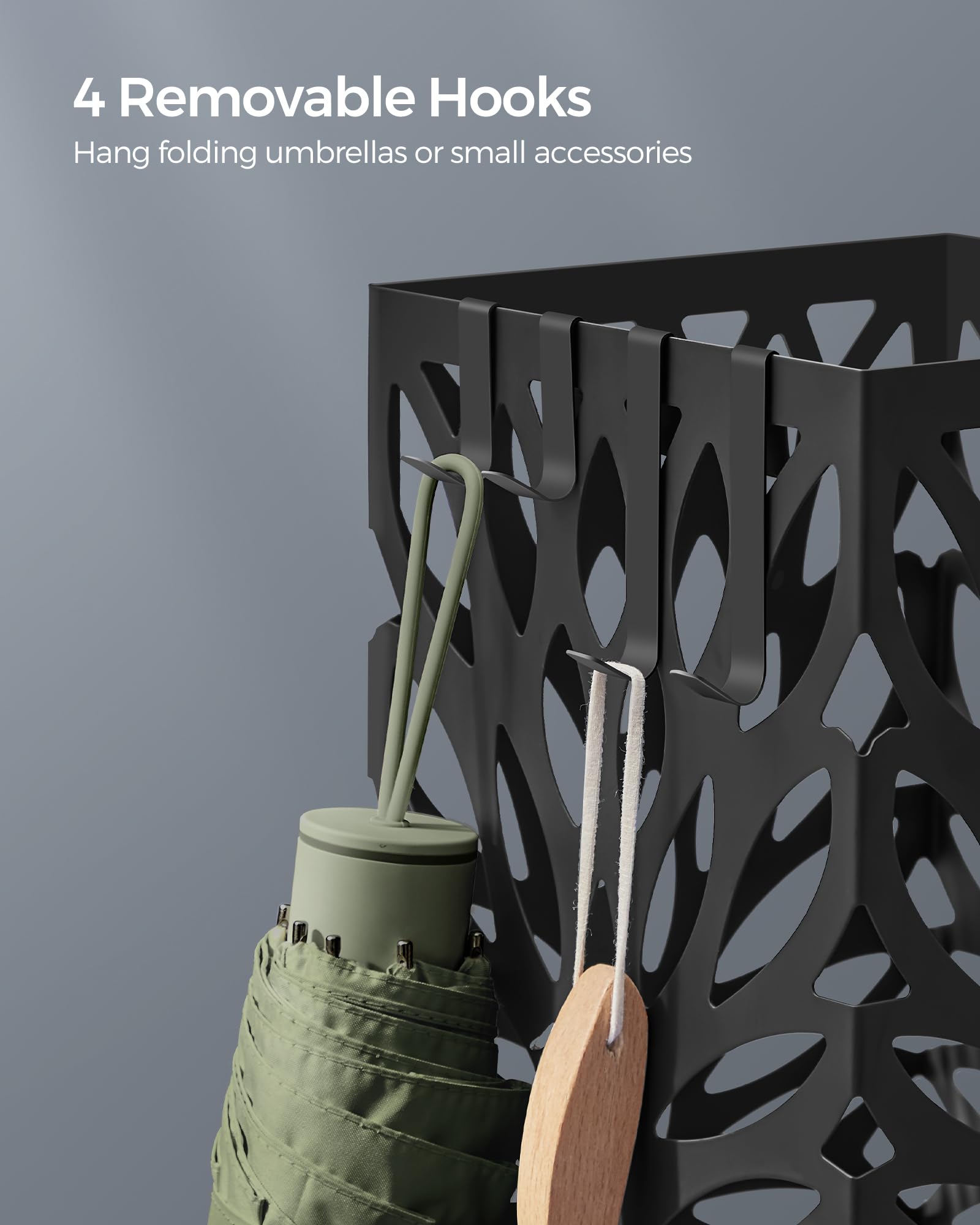 Foto 6 pulgar | Soporte Para Paraguas Songmics De Acero Negro Con Bandeja De Goteo Y 4 Ganchos - Venta Internacional.