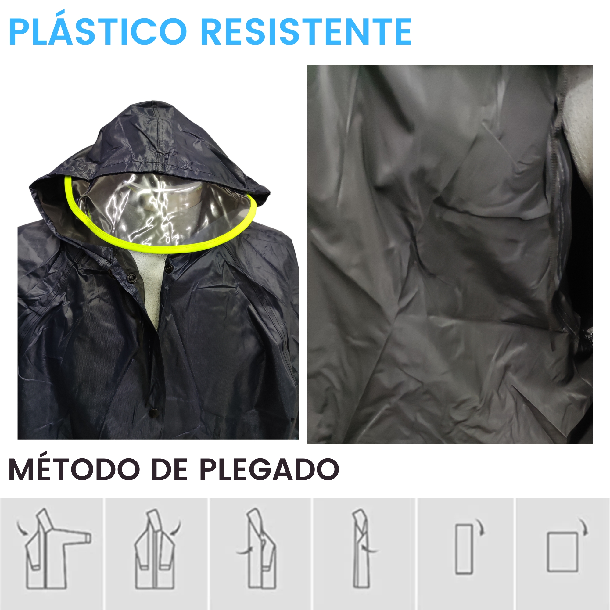 Foto 4 pulgar | Capa Impermeable con Visera Gabardina para Lluvia Reflectante color Azul