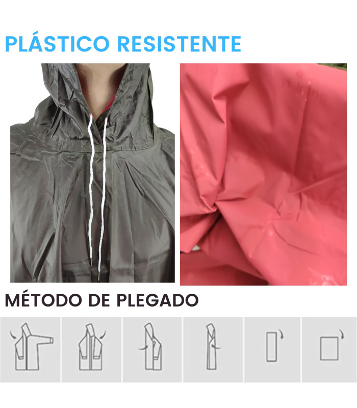 Foto 3 pulgar | Capa Impermeable Poncho para Lluvia Portátil Capucha Industrial color Cafe