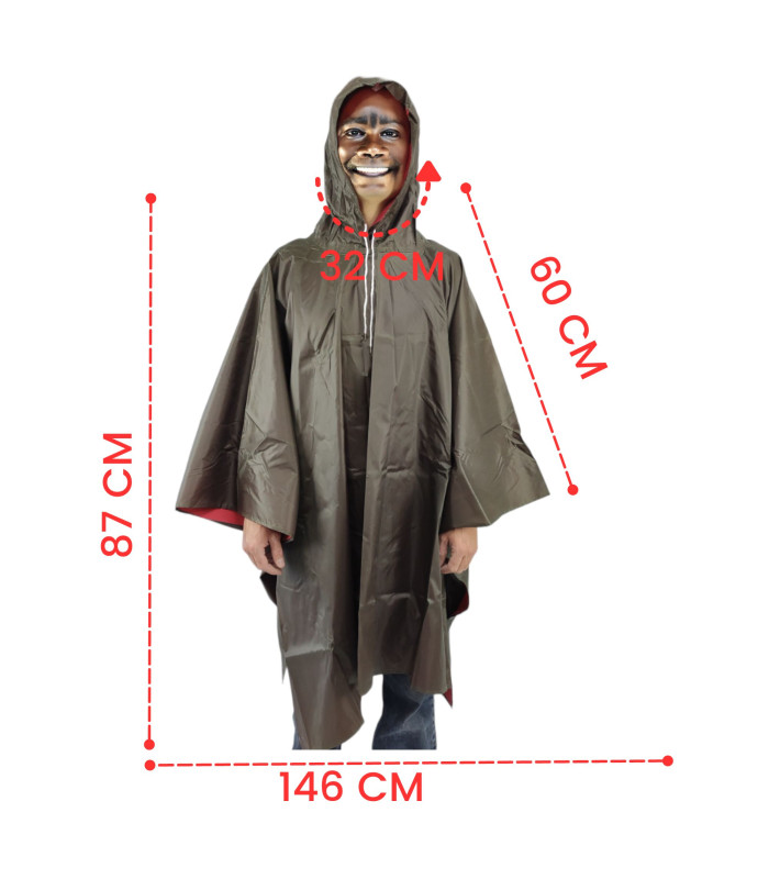 Foto 4 pulgar | Capa Impermeable Poncho para Lluvia Portátil Capucha Industrial color Cafe