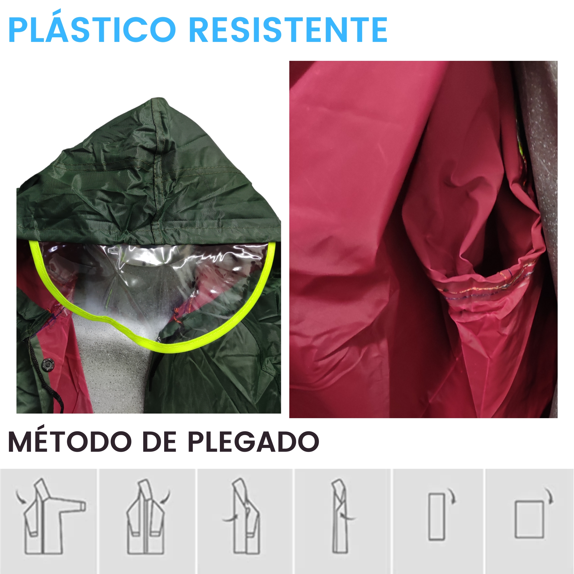 Foto 4 pulgar | Capa Impermeable con Visera Gabardina para Lluvia Reflectante color Verde