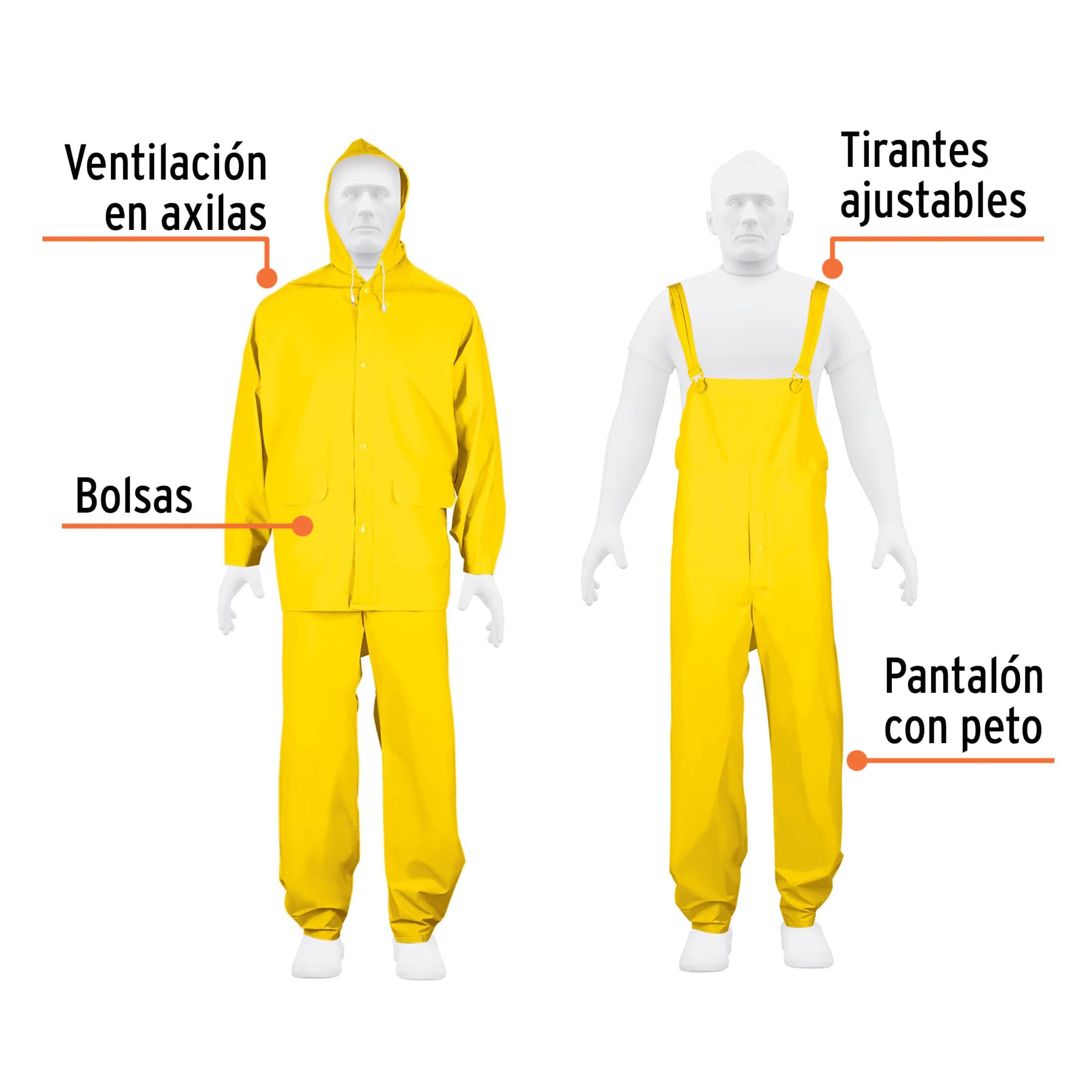 Foto 3 pulgar | Conjunto Impermeable Triple Capa Truper Expert color Amarillo