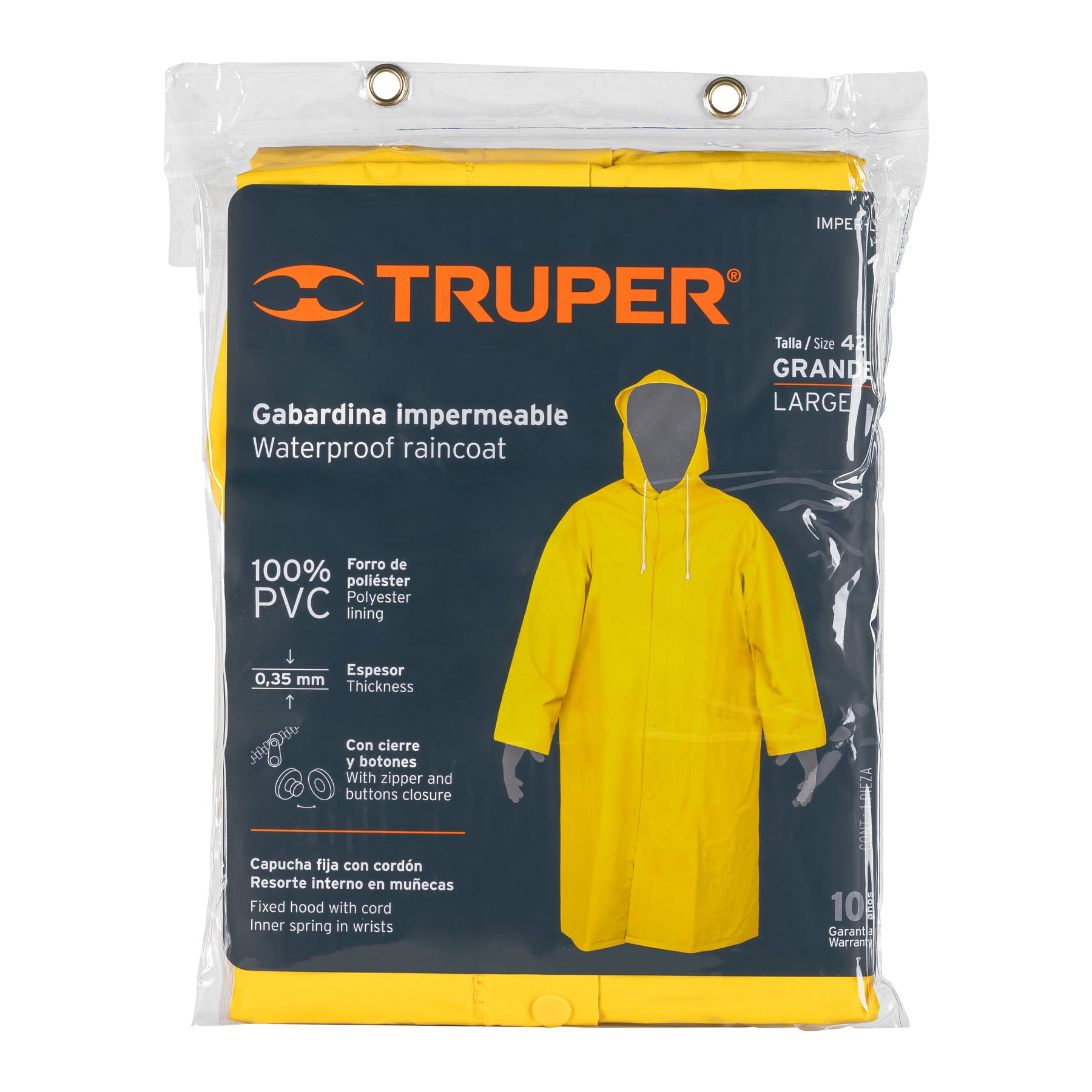 Foto 4 pulgar | Gabardina Impermeable Doble Capa Truper IMPER color Amarillo