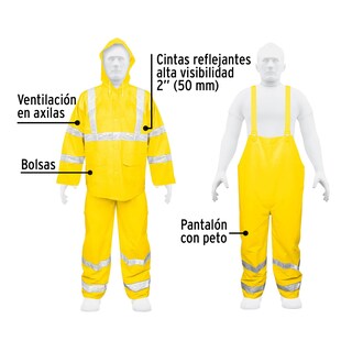 Foto 2 | Conjunto Impermeable Doble Capa con reflejante Truper color Amarillo