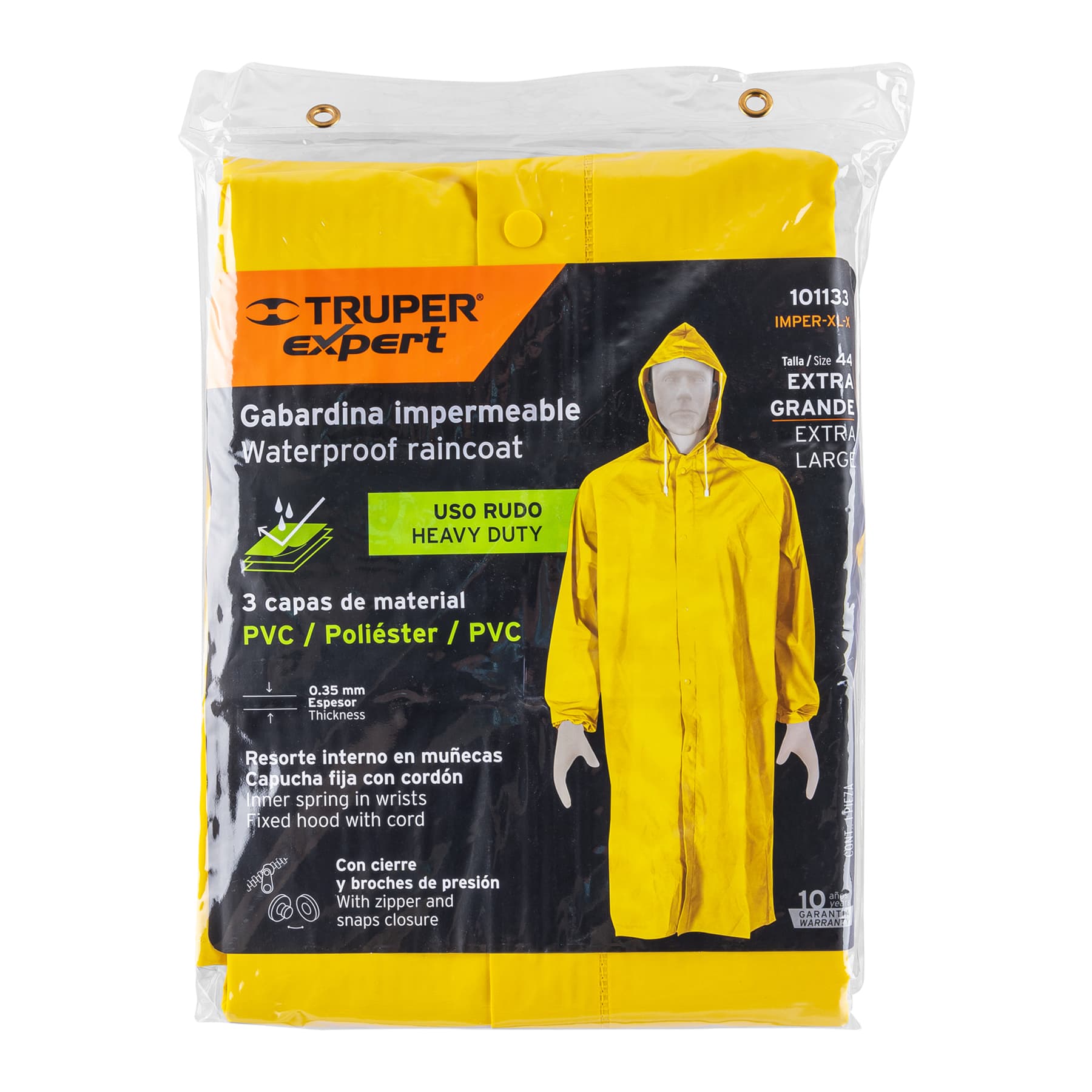 Foto 4 pulgar | Gabardina Impermeable Truper Expert IMPER-XL-X color Amarillo Triple Capa Talla XG