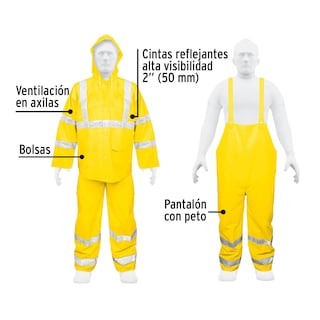 Foto 2 | Conjunto Impermeable Doble Capa con Reflejante Truper color Amarillo