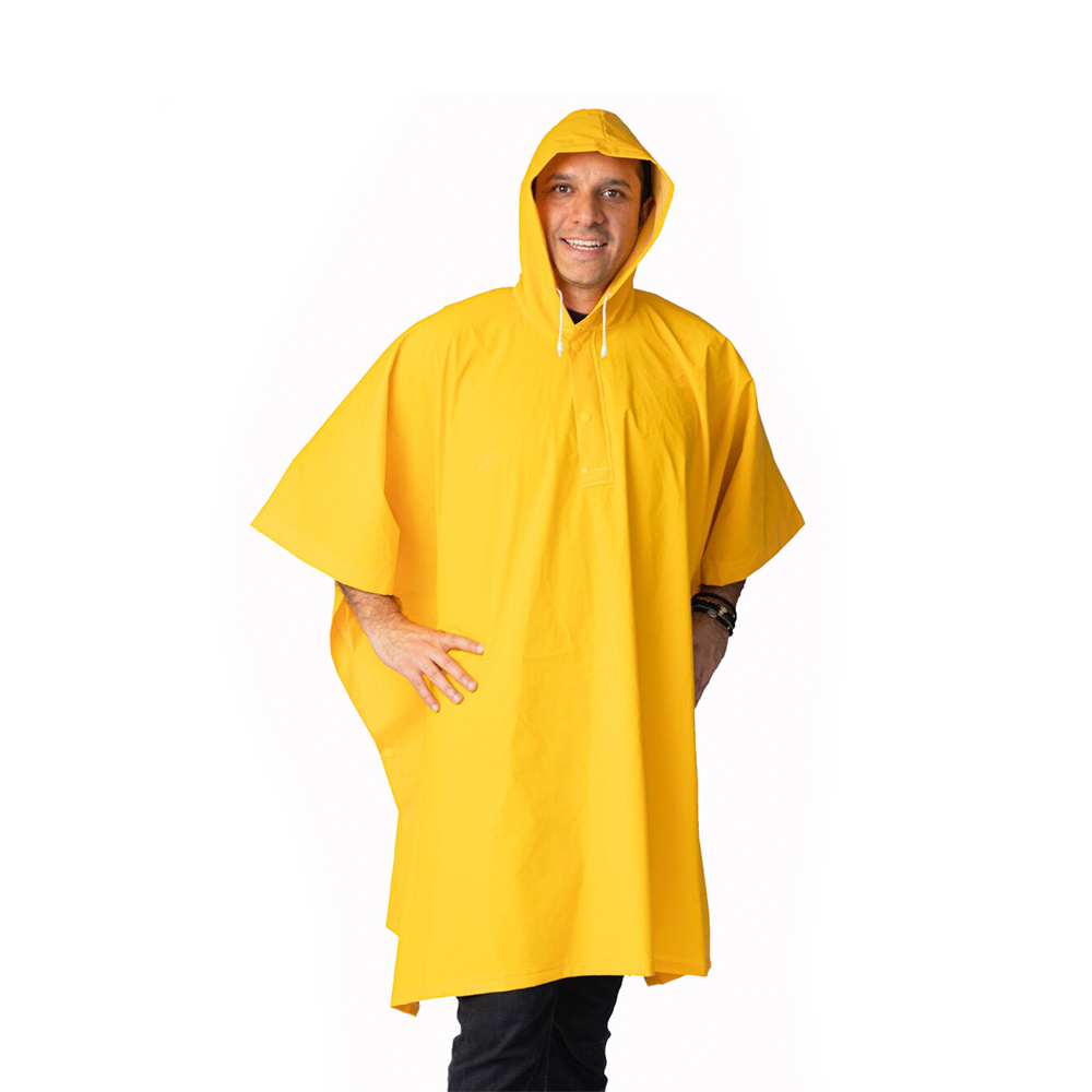 Foto 2 pulgar | Impermeable Amarillo Tipo Poncho Con Gorro Unisex